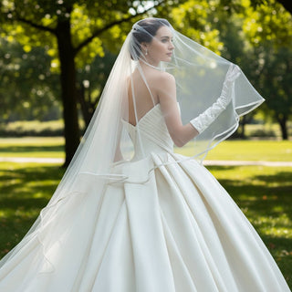 Basque Waist Satin Ball Gown Wedding Dress - Rosymae