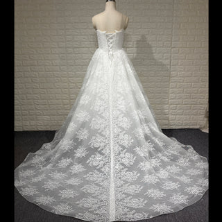 Elegant Bateau Neckline Strapless Floral Lace Wedding Dress