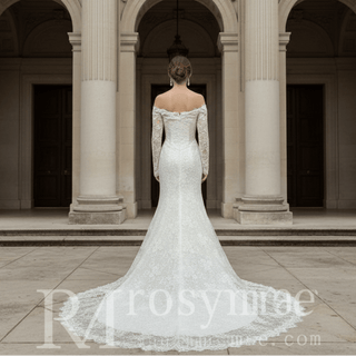Beaded Lace Mermaid Wedding Dress with Sequins & Eyelash Lace Hem