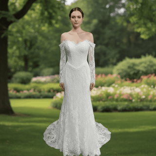 Beaded Lace Mermaid Wedding Dress with Sequins & Eyelash Lace Hem