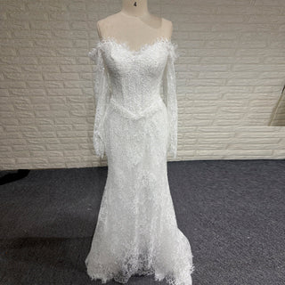 Beaded Lace Mermaid Wedding Dress with Sequins & Eyelash Lace Hem