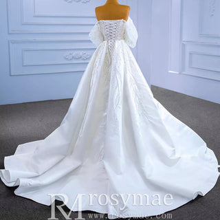 Beaded Modern Off the Shoulder Wedding Dress with Detachable Skirt - Rosymae