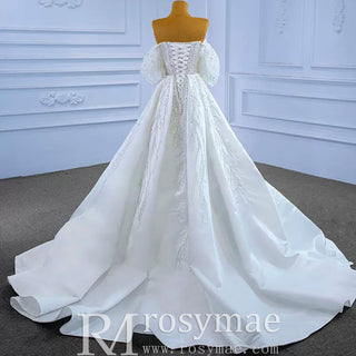 Beaded Modern Off the Shoulder Wedding Dress with Detachable Skirt - Rosymae