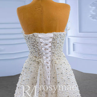 Beaded Pearl Mermaid Wedding Dresses with Detachable Skirt - Rosymae
