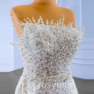 Beaded Pearl Mermaid Wedding Dresses with Detachable Skirt - Rosymae