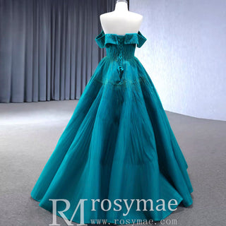 Beaded Ruched Prom Dress Off the Shoulder A-line Formal Gown - Rosymae