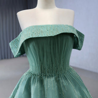 Beaded Ruched Prom Dress Off the Shoulder A-line Formal Gown - Rosymae