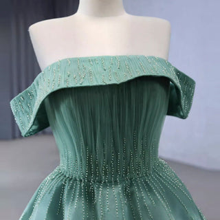 Beaded Ruched Prom Dress Off the Shoulder A-line Formal Gown - Rosymae