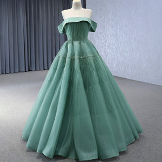 Beaded Ruched Prom Dress Off the Shoulder A-line Formal Gown - Rosymae
