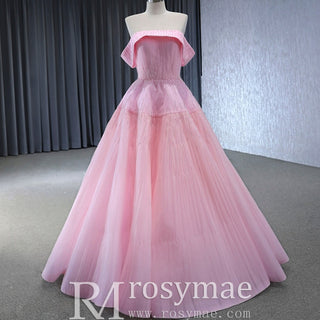 Beaded Ruched Prom Dress Off the Shoulder A-line Formal Gown - Rosymae