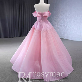 Beaded Ruched Prom Dress Off the Shoulder A-line Formal Gown - Rosymae