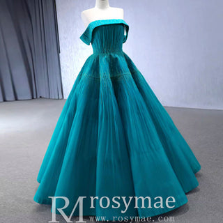 Beaded Ruched Prom Dress Off the Shoulder A-line Formal Gown - Rosymae