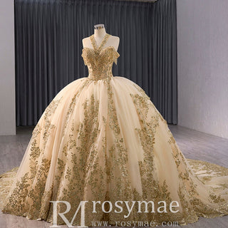 Beaded Sequin Sparkly Wedding Gown Halter Neck Quinceanera Dress - Rosymae