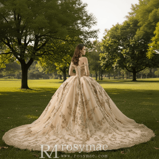 Beaded Sequin Sparkly Wedding Gown Halter Neck Quinceanera Dress - Rosymae