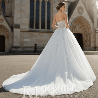 Beaded Sheath Sweetheart Mermaid Wedding Dress with Detachable Skirt - Rosymae