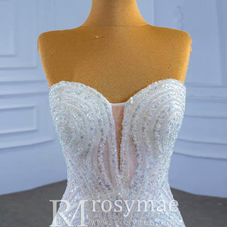 Beaded Sheath Sweetheart Mermaid Wedding Dress with Detachable Skirt - Rosymae