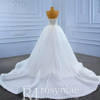 Beaded Sheath Sweetheart Mermaid Wedding Dress with Detachable Skirt - Rosymae
