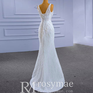 Beaded Sparkly Mermaid Wedding Dress with Detachable Skirt - Rosymae