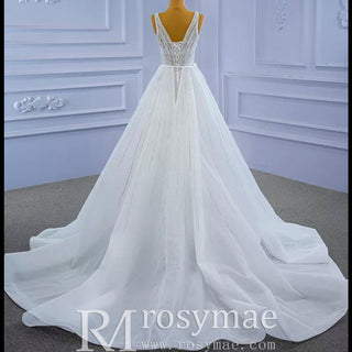 Beaded Sparkly Mermaid Wedding Dress with Detachable Skirt - Rosymae