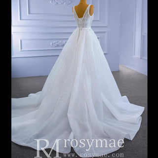 Beaded Sparkly Mermaid Wedding Dress with Detachable Skirt - Rosymae