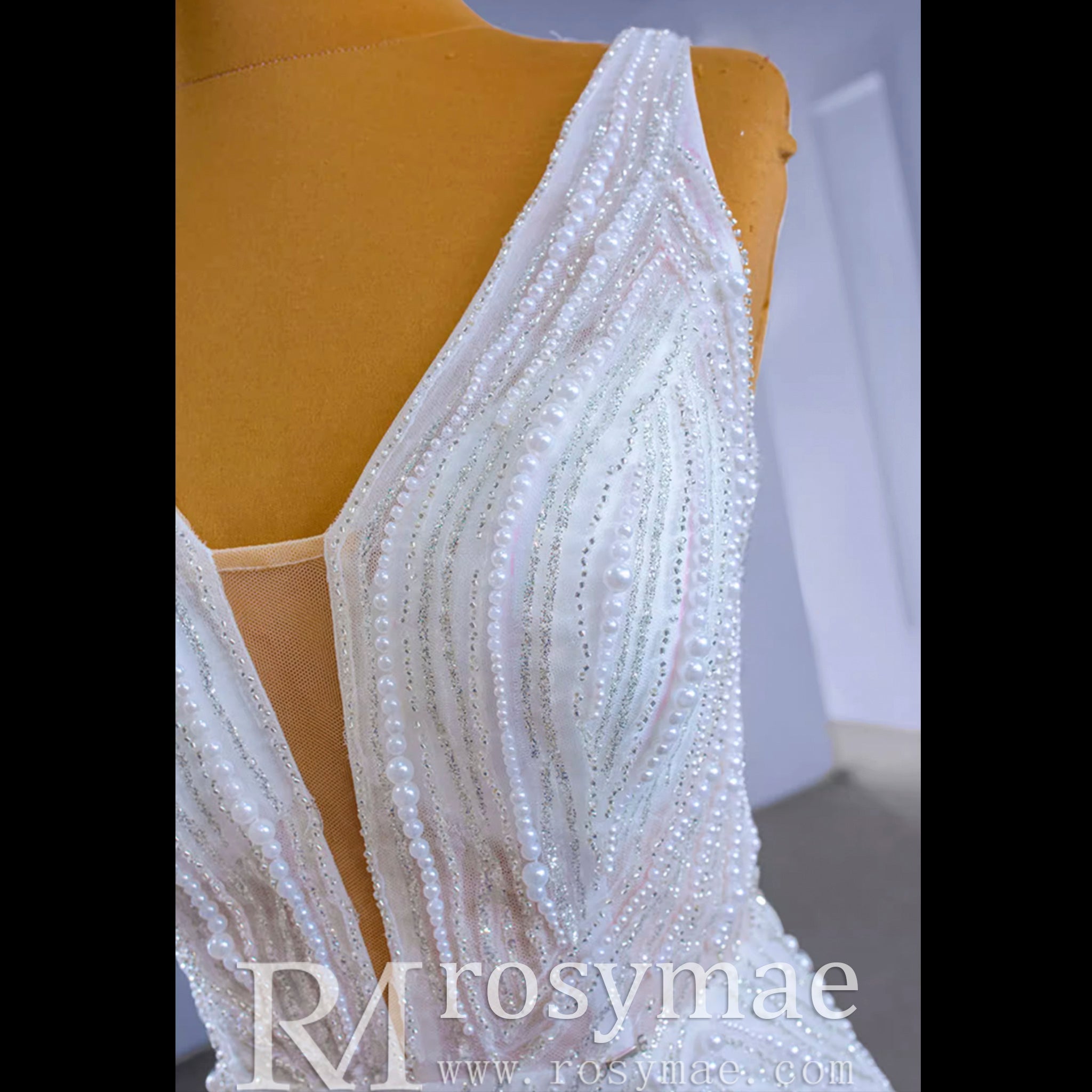 Beaded Sparkly Mermaid Wedding Dress with Detachable Skirt - Rosymae