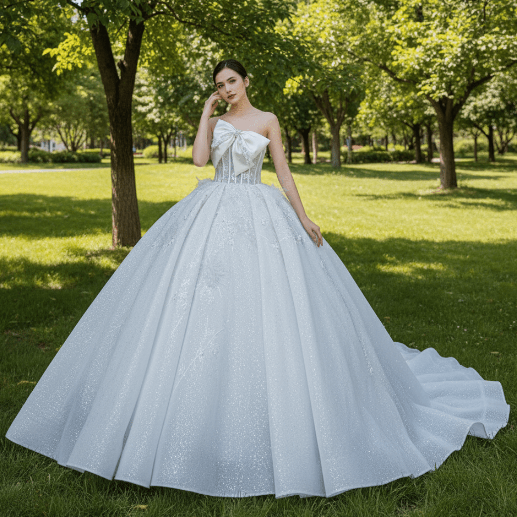 Big Puffy Skirt Ball Gown Strapless Wedding Dresses for Outdoor - Rosymae