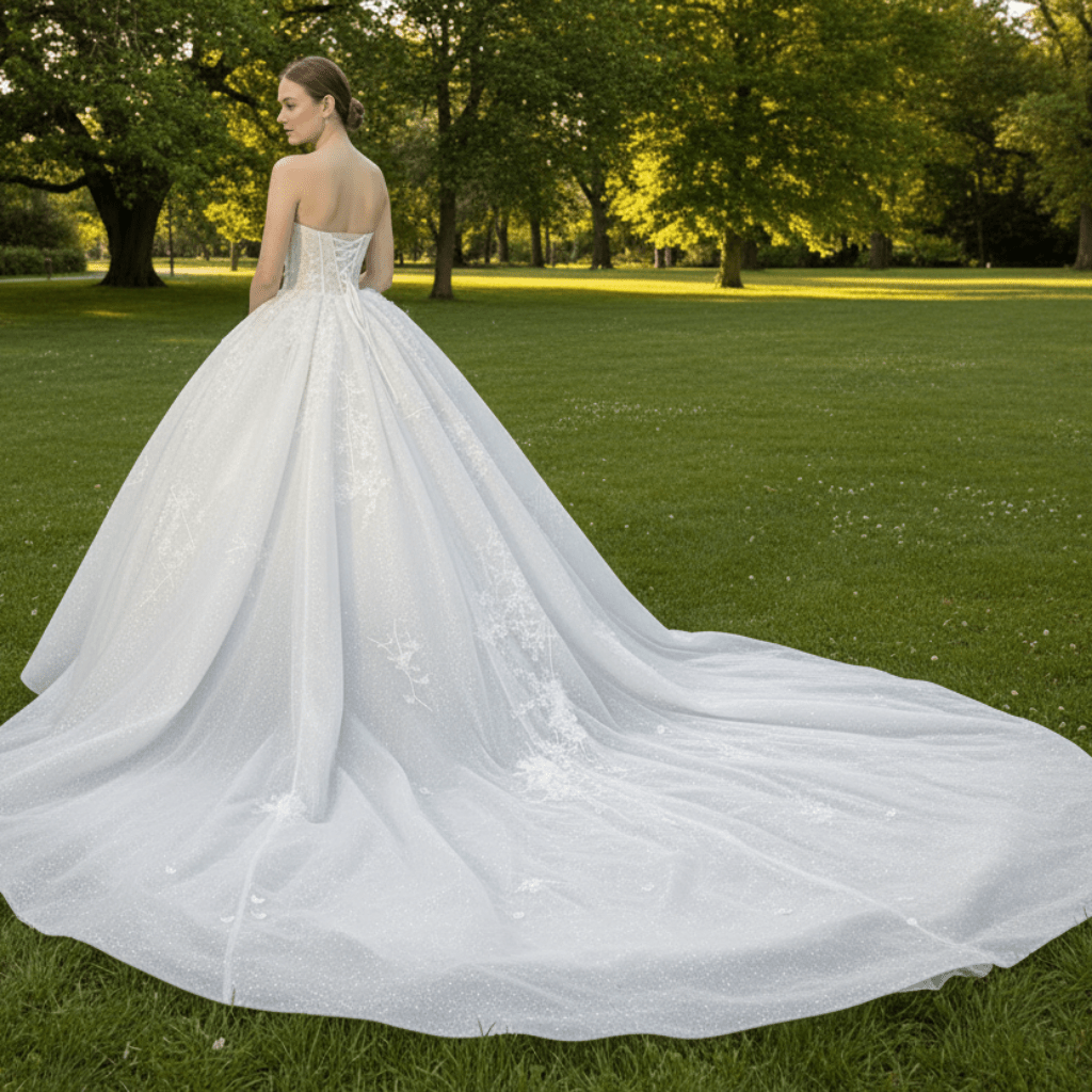 Big Puffy Skirt Ball Gown Strapless Wedding Dresses for Outdoor - Rosymae