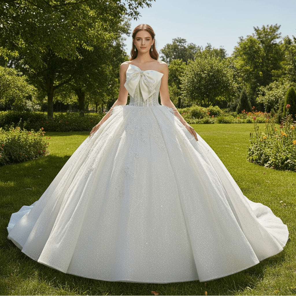 Big Puffy Skirt Ball Gown Strapless Wedding Dresses for Outdoor - Rosymae