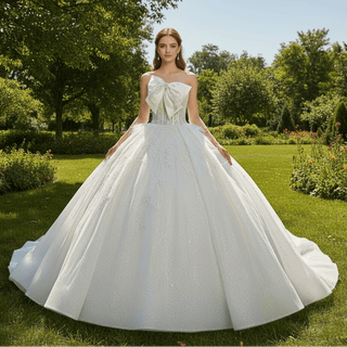 Big Puffy Skirt Ball Gown Strapless Wedding Dresses for Outdoor - Rosymae