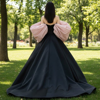 big puffy black dress Fluffy Off the Shoulder Black Tulle Prom Evening Dress Puffy Ball Gown