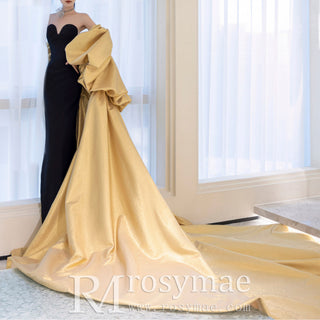 Strapless Mermaid Formal Dress Sweetheart Neck Prom Party Gown with Cape