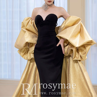 Strapless Mermaid Formal Dress Sweetheart Neck Prom Party Gown with Cape