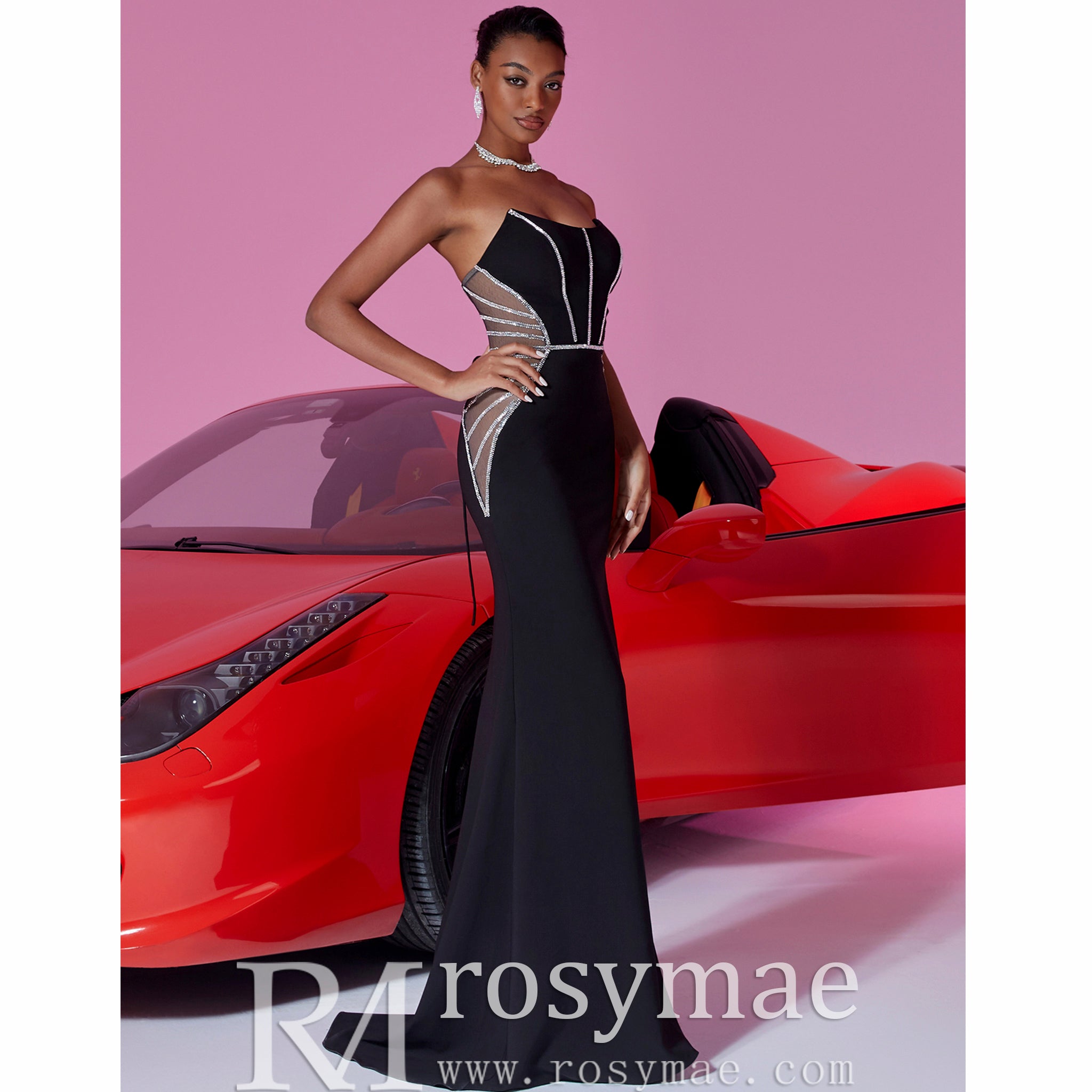 Black Strapless Maxi Dress Cut-Out Fit and Flare Prom Gown BP049 Black / S Black Strapless Maxi Dress Cut-Out Fit and Flare Prom Gown BP049 Black / S