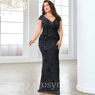 Sparkly Sequined Plus Size Mermaid Long Mother of the Bride Dress