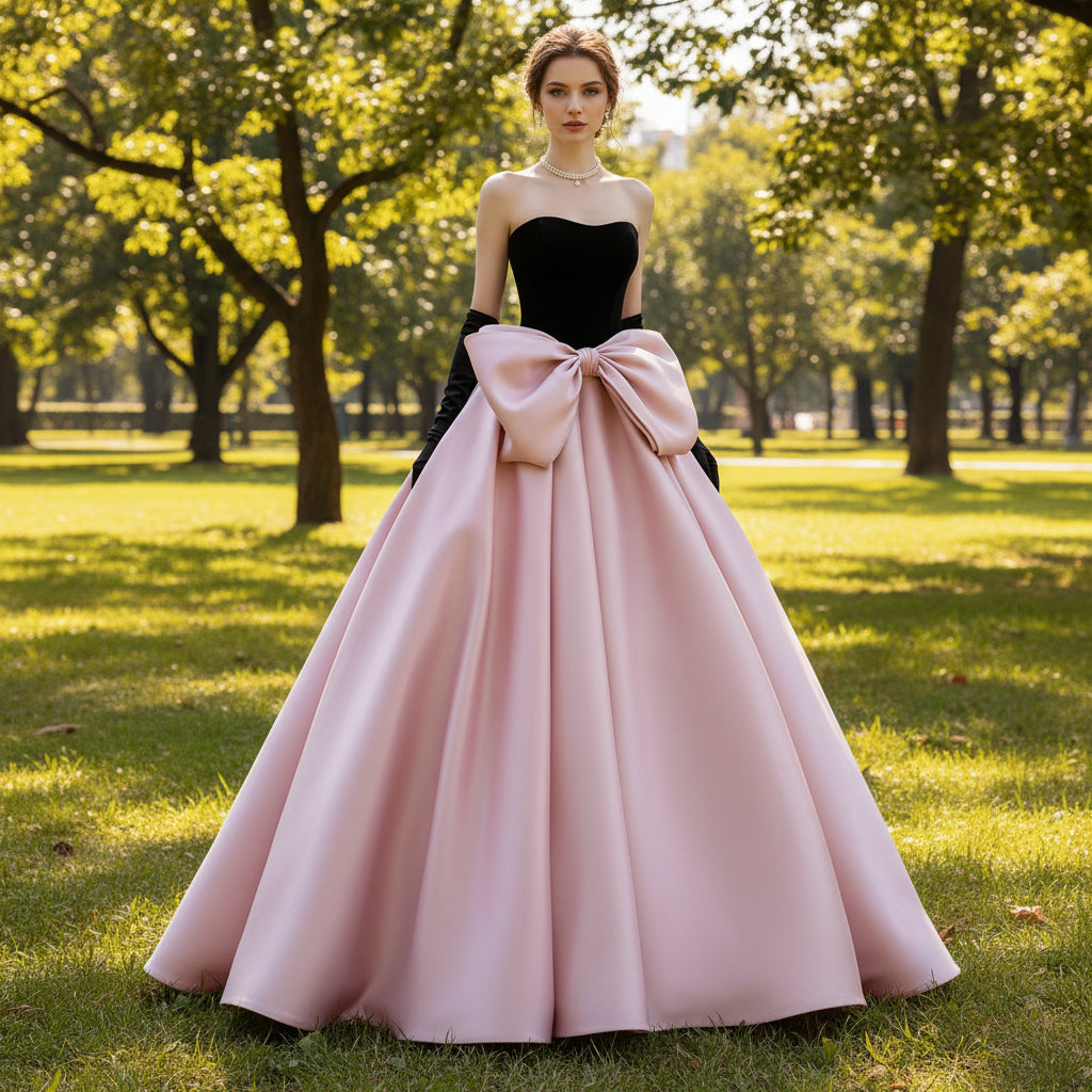 Black&Purple/Pink Formal Evening Dress Strapless Prom Gown Pink / 8 Black&Purple/Pink Formal Evening Dress Strapless Prom Gown Pink / 8