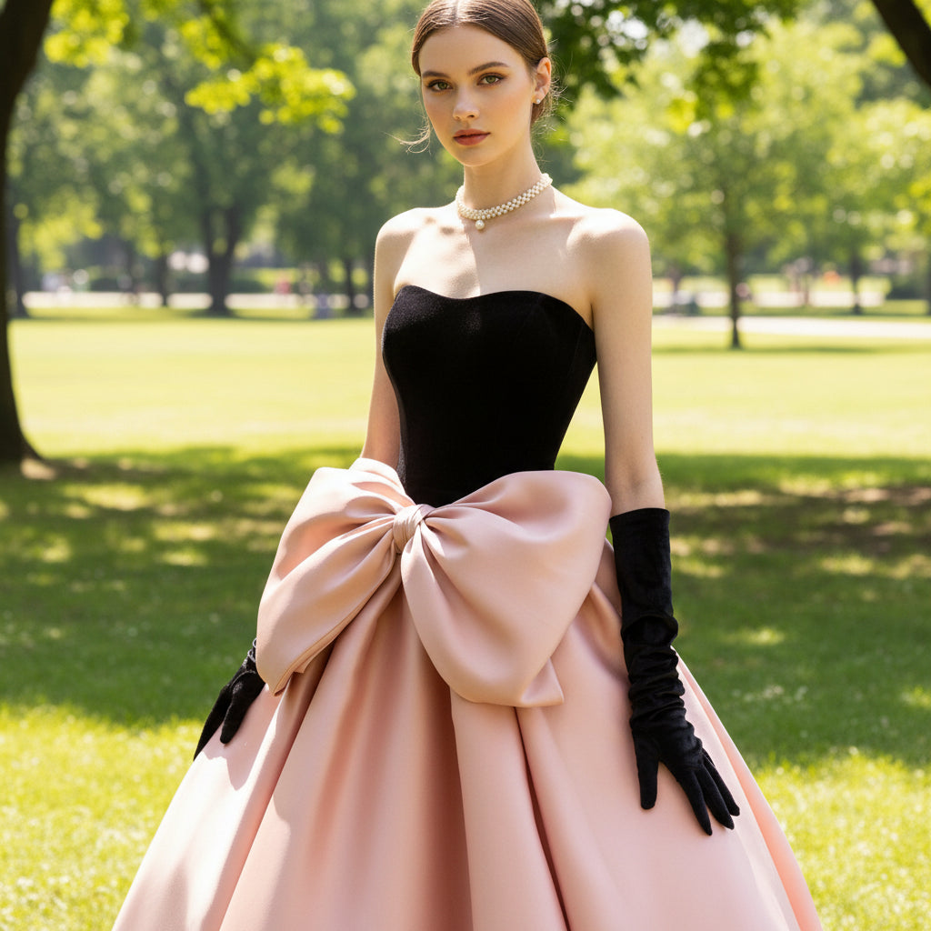 black pink prom dresses Black&Purple/Pink Formal Evening Dress Strapless Prom Gown Purple / 6