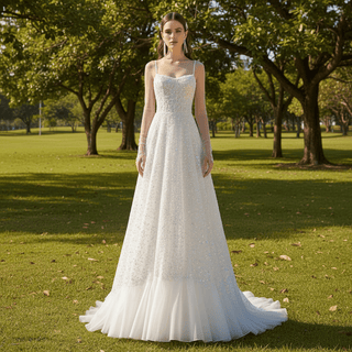 Bling Sequin Wedding Dress with Cape Hobo Bridal Gown - Rosymae
