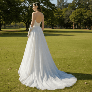 Bling Sequin Wedding Dress with Cape Hobo Bridal Gown - Rosymae