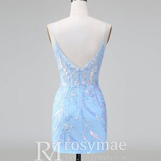 Elegant Above Knee Length Cocktail Dresses with Spaghetti Straps