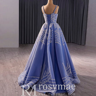 Blue Wedding Gown Elegant Quinceanera Dress with Spaghetti Strap - Rosymae