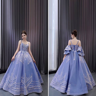 Blue Wedding Gown Elegant Quinceanera Dress with Spaghetti Strap - Rosymae