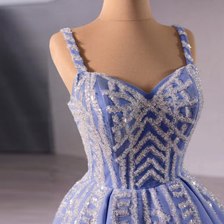 Blue Wedding Gown Elegant Quinceanera Dress with Spaghetti Strap - Rosymae