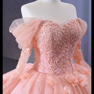 Blush Ball Gown Off the Shoulder Long Sleeves Sweetheart Quinceanera Dress - Rosymae