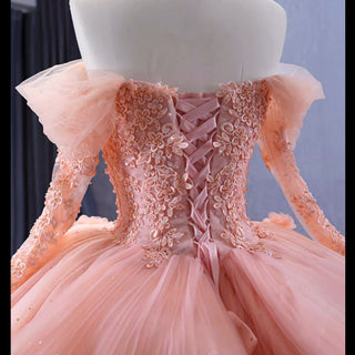 Blush Ball Gown Off the Shoulder Long Sleeves Sweetheart Quinceanera Dress - Rosymae