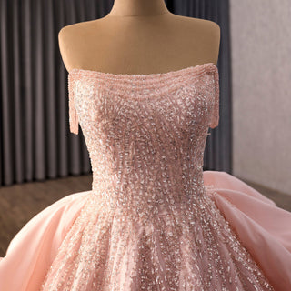Blush Pink Ball Gown Multi-Layered Ruffled Skirt Quinceañera Dress - Rosymae