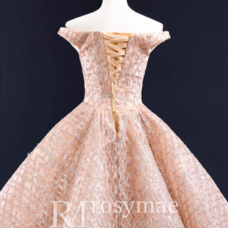 Blush Pink Quinceanera Dress Off The Shoulder Sweet 15 16 Ball Gown - Rosymae