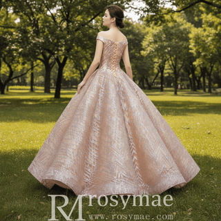 Blush Pink Quinceanera Dress Off The Shoulder Sweet 15 16 Ball Gown - Rosymae