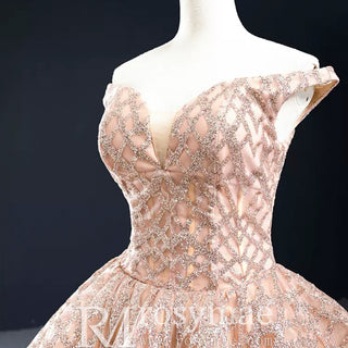 Blush Pink Quinceanera Dress Off The Shoulder Sweet 15 16 Ball Gown - Rosymae