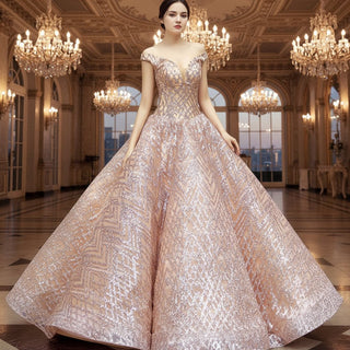 Blush Pink Quinceanera Dress Off The Shoulder Sweet 15 16 Ball Gown - Rosymae