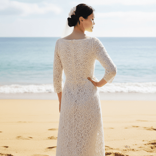 lace three quarter sleeve dress White Coast Petite 3/4 Sleeve Lace Shirt Dress